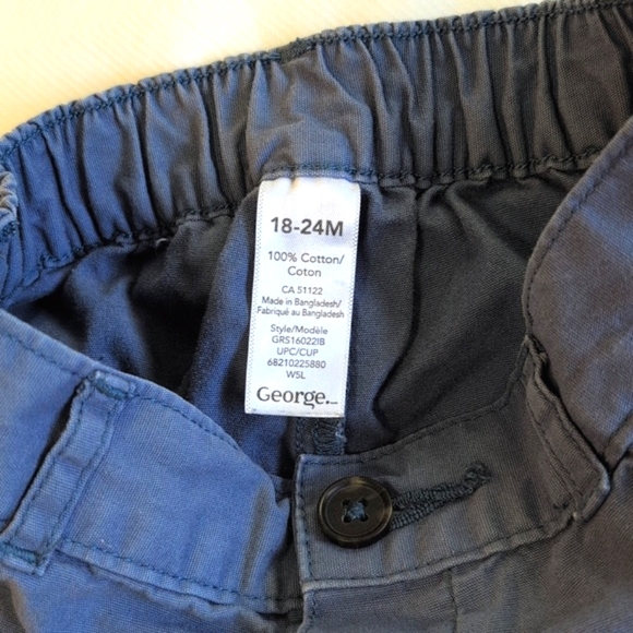 george blue cotton twill elastic waist shorts 18-24 months baby boy - Picture 3 of 4